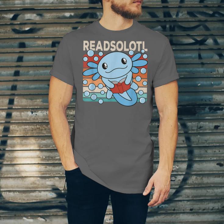 Readsolotl Blue Kawaii Axolotl Book Lover Reading Retro Unisex Jersey T-Shirt Readsolotl Blue Kawaii Axolotl Book Lover Reading Retro Unisex Jersey T-Shirt