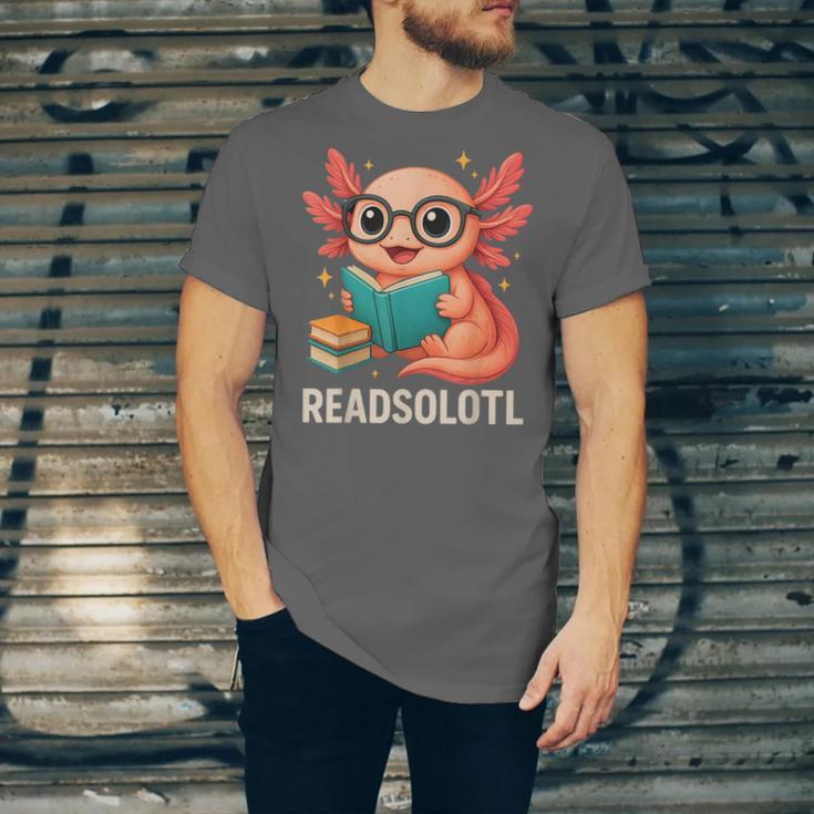 Readsolotl Kawaii Axolotl Reading Book Lover Unisex Jersey T-Shirt