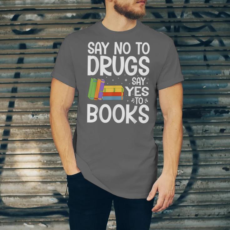 Red Ribbon Week Say No To Drugs Say Yes To Books Drug Free Unisex Jersey T-Shirt