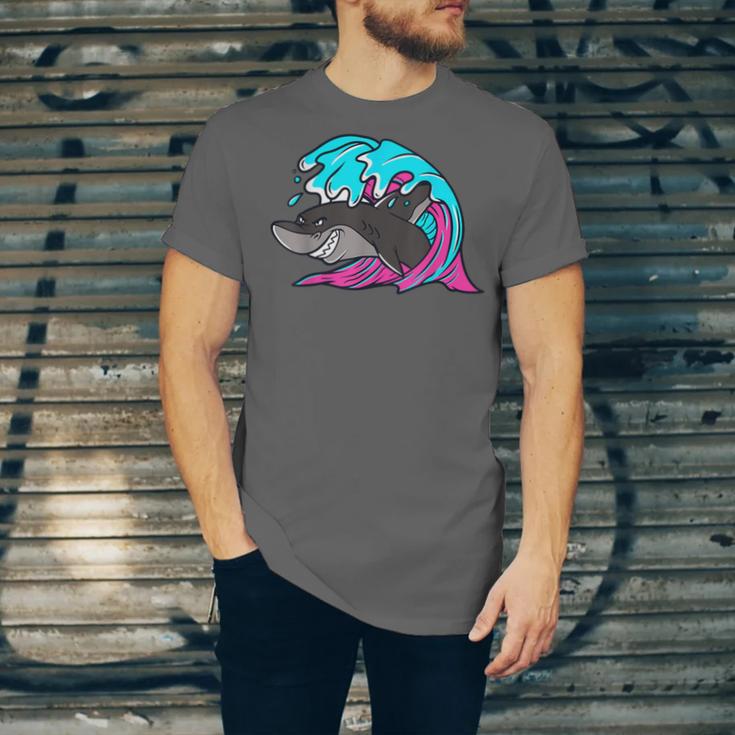 Retro 80s Shark Whale Diving Nostalgia Shark Party Unisex Jersey T-Shirt Retro 80s Shark Whale Diving Nostalgia Shark Party Unisex Jersey T-Shirt