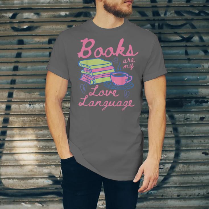 Retro Books Are My Love Language Valentine Book Lovers Unisex Jersey T-Shirt