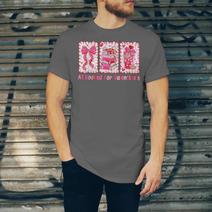 Retro Coquette Bow All Booked For Valentines Book Lover Cute Unisex Jersey T-Shirt