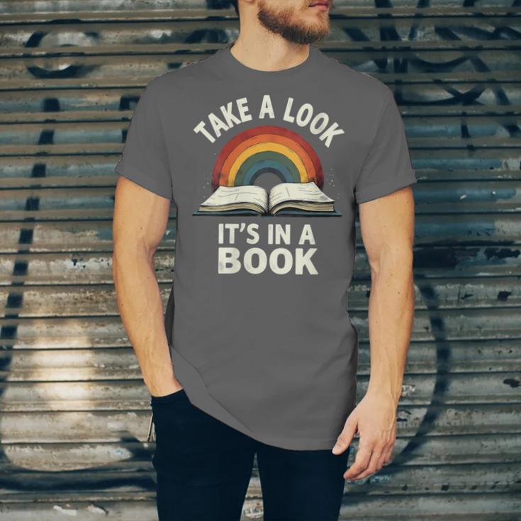 Retro Rainbow Take A Look It's In A Book Reading Unisex Jersey T-Shirt Retro Rainbow Take A Look It's In A Book Reading Unisex Jersey T-Shirt