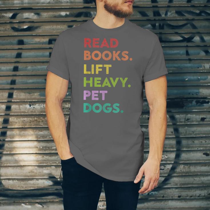 Retro Read Books Lift Heavy Pet Dogs Gym Book Lover Unisex Jersey T-Shirt
