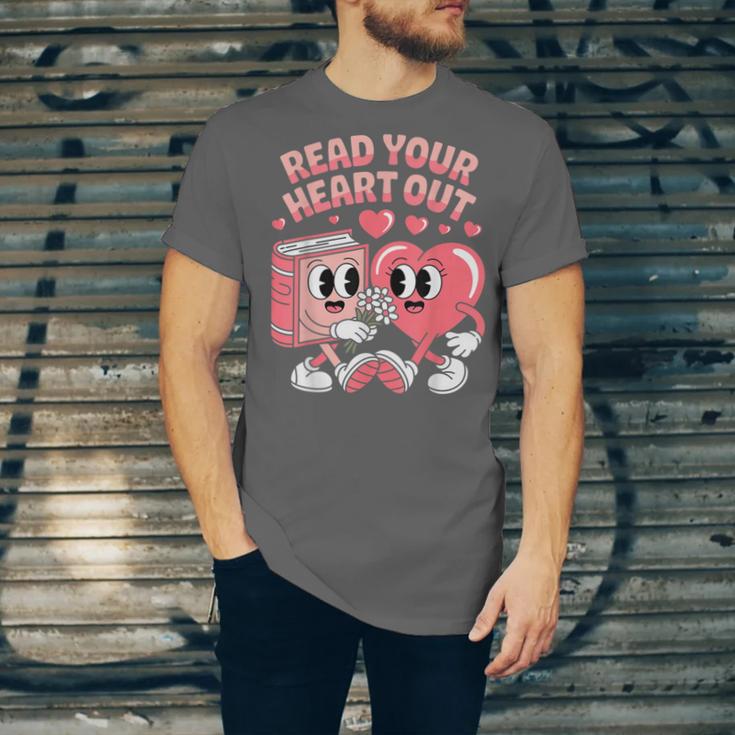 Retro Read Your Heart Out Valentine's Day Teacher Book Lover Unisex Jersey T-Shirt