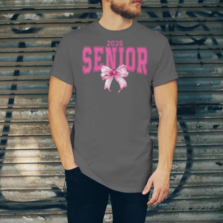 Retro Senior 2026 Class Of 2026 Coquette Pink Bow Graduation Unisex Jersey T-Shirt