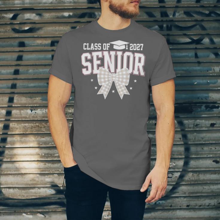 Retro Senior 2027 Girl Coquette Bow Class Of 2027 Graduation Unisex Jersey T-Shirt