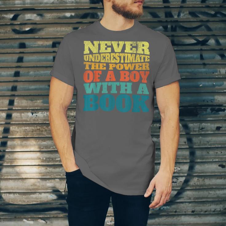 Retro Never Underestimate The Power Of a Boy With a Book Unisex Jersey T-Shirt Retro Never Underestimate The Power Of a Boy With a Book Unisex Jersey T-Shirt