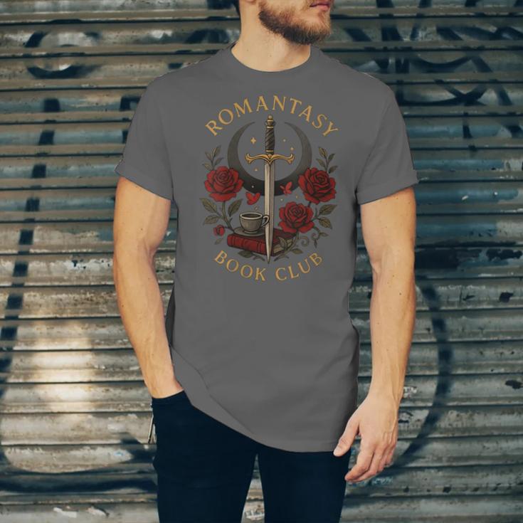 Romantasy Book Club Coffee Sword Roses Unisex Jersey T-Shirt