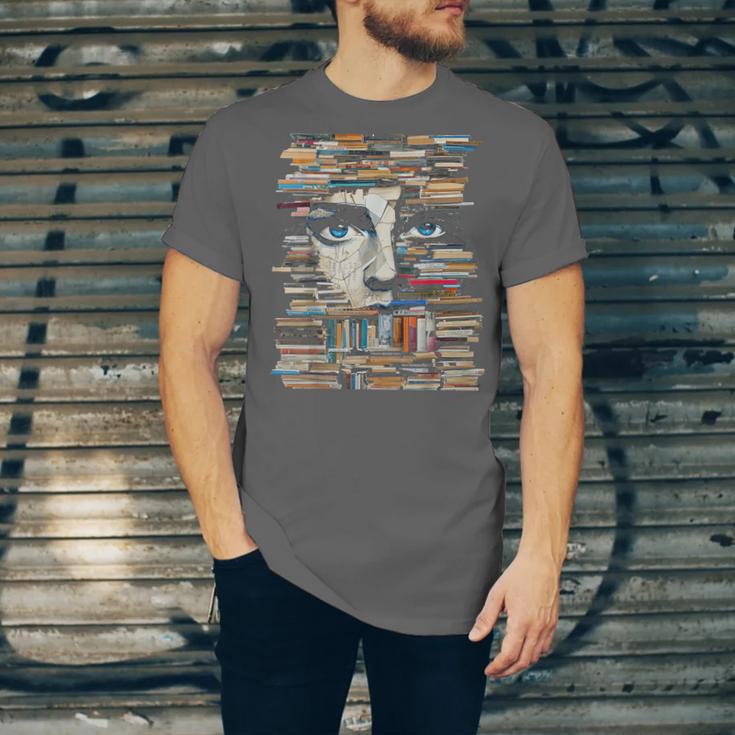 RtY Book Man Graphic Eyes Colorful Art Small Unisex Jersey T-Shirt