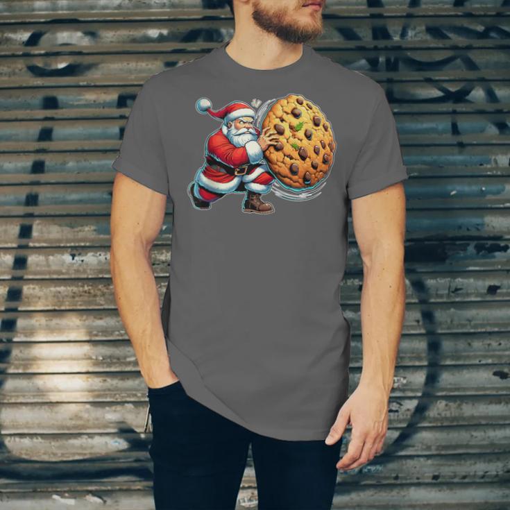 Santa Holding Cookie Xmas Baker Introvert Christmas Unisex Jersey T-Shirt Santa Holding Cookie Xmas Baker Introvert Christmas Unisex Jersey T-Shirt