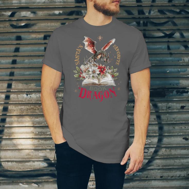 Santa's Favorite Book Dragon Christmas Magic Unisex Jersey T-Shirt