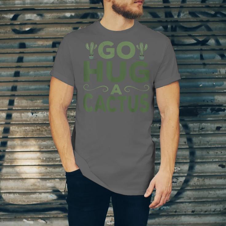 Sassy Saying Go Hug Cactus Introverts Sassy Quote No Hugs Unisex Jersey T-Shirt