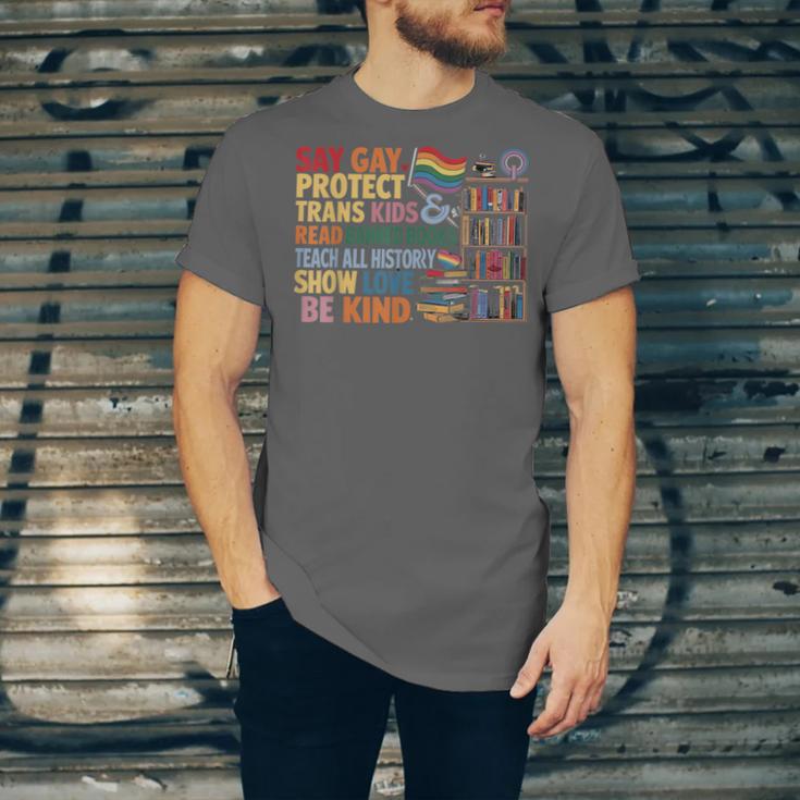 Say Gay Protect Trans Kids Read Banned Books LGBTQ Gay Pride Unisex Jersey T-Shirt Say Gay Protect Trans Kids Read Banned Books LGBTQ Gay Pride Unisex Jersey T-Shirt