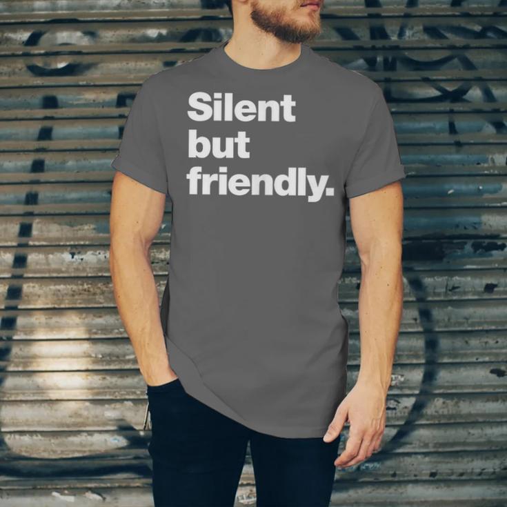 Silent But Friendly A Design For Introverts Unisex Jersey T-Shirt
