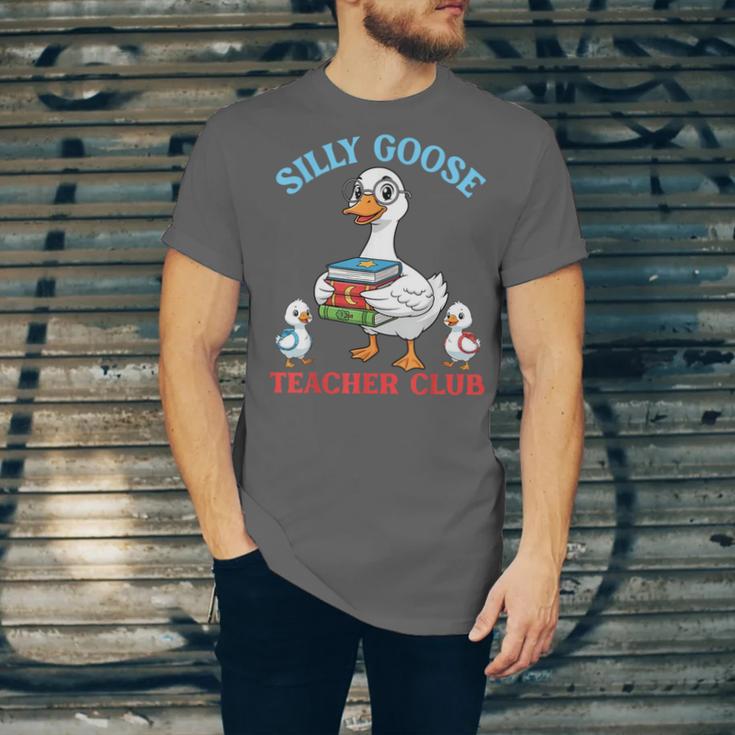Silly Goose With Books Teacher Club School Educator Unisex Jersey T-Shirt