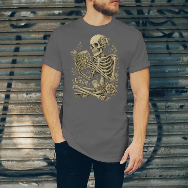 Skeleton Book Floral Skull Halloween Teacher Costume Unisex Jersey T-Shirt