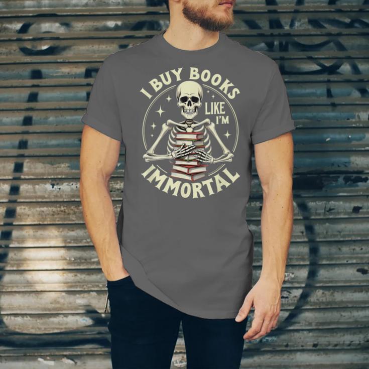 Skeleton I Buy Books Like I'm Immortal Halloween Unisex Jersey T-Shirt