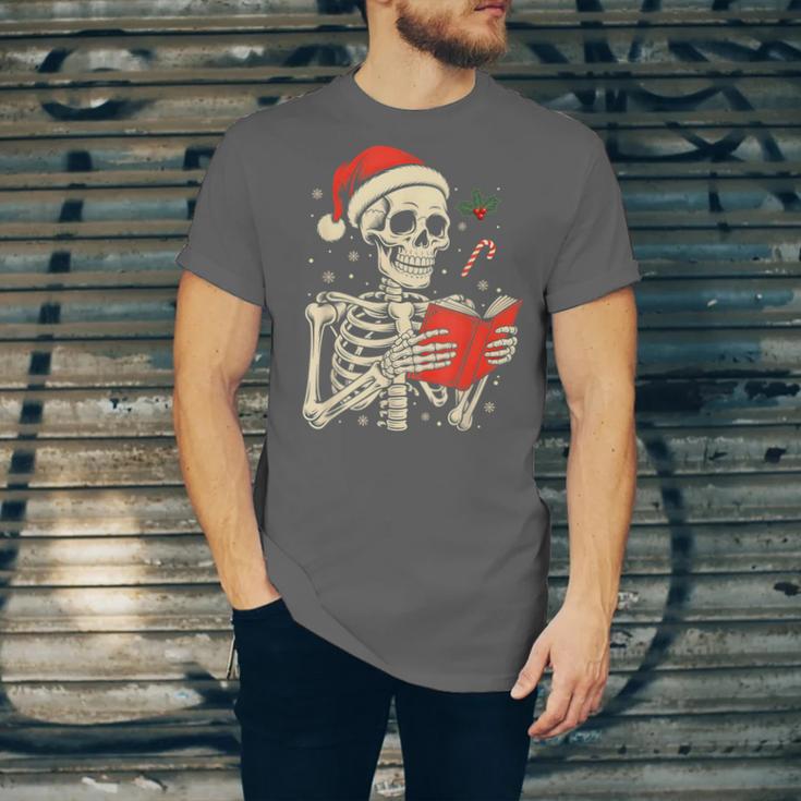 Skeleton Reading Book Christmas Teacher Librarian Book Lover Unisex Jersey T-Shirt Skeleton Reading Book Christmas Teacher Librarian Book Lover Unisex Jersey T-Shirt