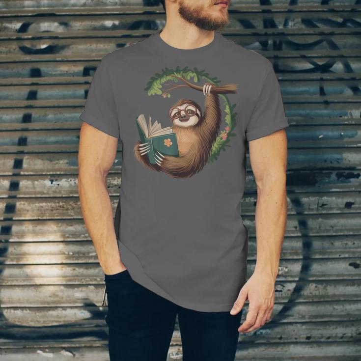 Sloth Reading a Book Lazy Sloth Bookworm Unisex Jersey T-Shirt Sloth Reading a Book Lazy Sloth Bookworm Unisex Jersey T-Shirt