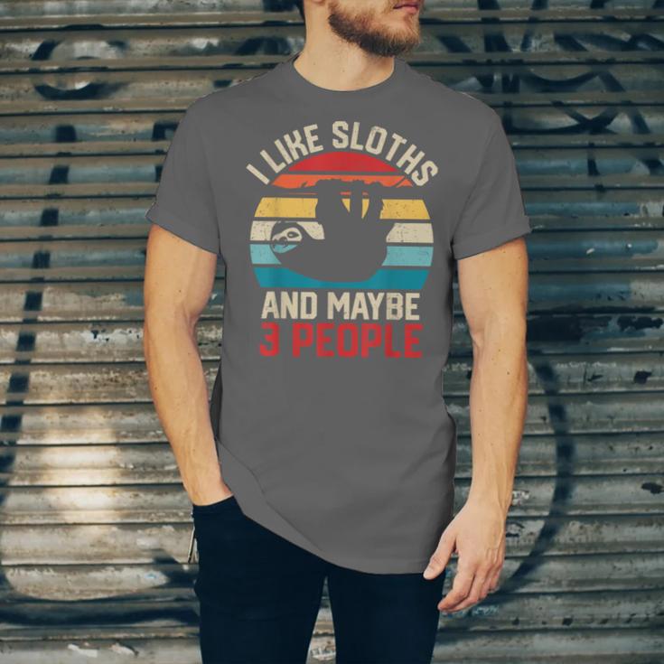 I Like Sloths And Maybe 3 People Sloth Introvert Vintage Unisex Jersey T-Shirt I Like Sloths And Maybe 3 People Sloth Introvert Vintage Unisex Jersey T-Shirt