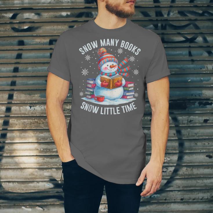 Snowman Reading Snow Many Books Snow Little Time Winter Unisex Jersey T-Shirt Snowman Reading Snow Many Books Snow Little Time Winter Unisex Jersey T-Shirt