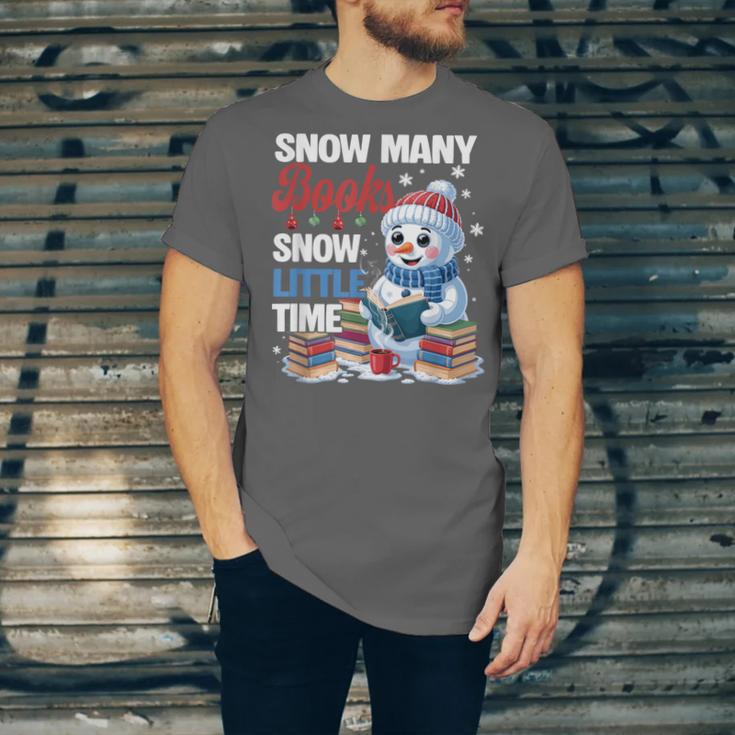 Snowman Winter Snow So Many Books Christmas Snow Little Time Unisex Jersey T-Shirt