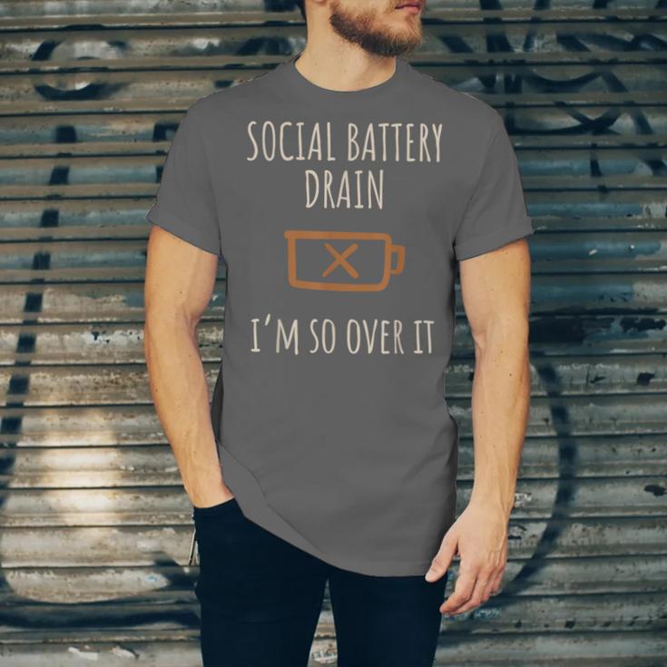 Social Battery Drain I'm So Over It Introvert Homebody Line Unisex Jersey T-Shirt Social Battery Drain I'm So Over It Introvert Homebody Line Unisex Jersey T-Shirt