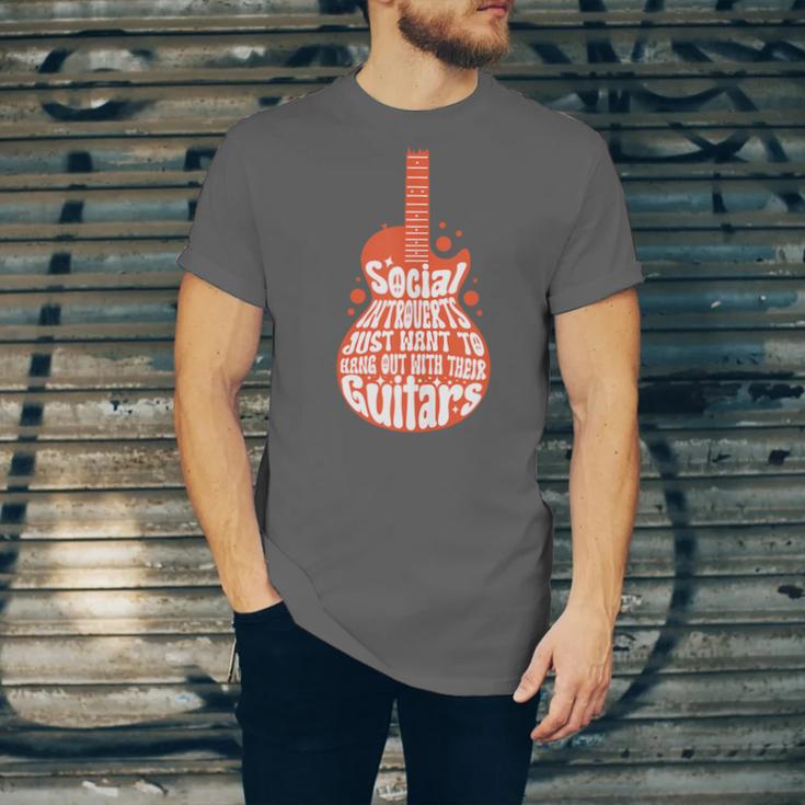 Social Introverts Hang Out With Guitars Musician Guitarist Unisex Jersey T-Shirt
