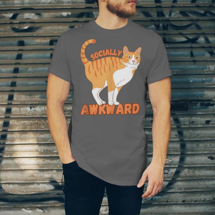 SOCIALLY AWKWARD FUNNY CAT ANTISOCIAL INTROVERT WEIRD Unisex Jersey T-Shirt