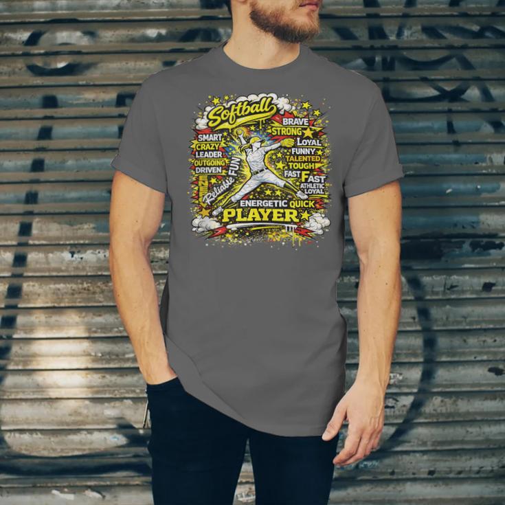 Softball Pitcher Best Traits Brave Retro Pop Comic Book Art Unisex Jersey T-Shirt