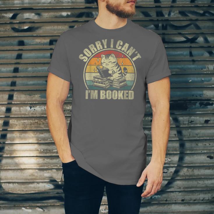 Sorry I Can't I'm Booked Reading For Cat Lover For Men Women Unisex Jersey T-Shirt
