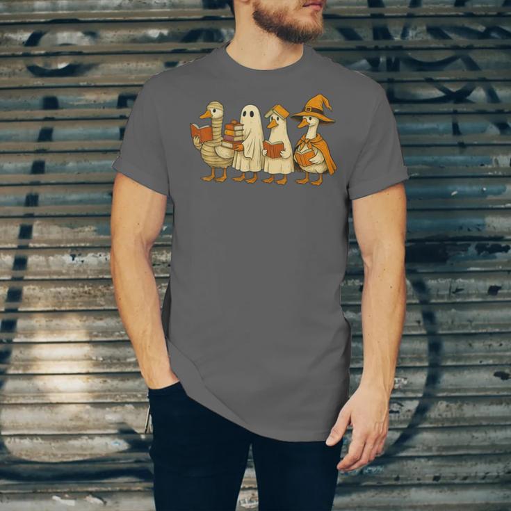 Spooky Halloween Book Lover Halloween Reading Goose Unisex Jersey T-Shirt