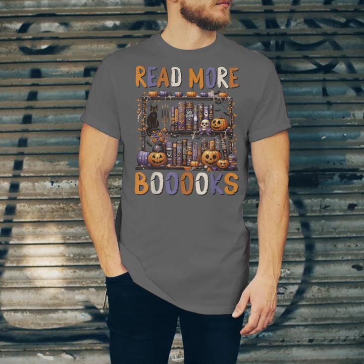 Spooky Halloween Bookshelf Bookcase Read More Books Unisex Jersey T-Shirt Spooky Halloween Bookshelf Bookcase Read More Books Unisex Jersey T-Shirt