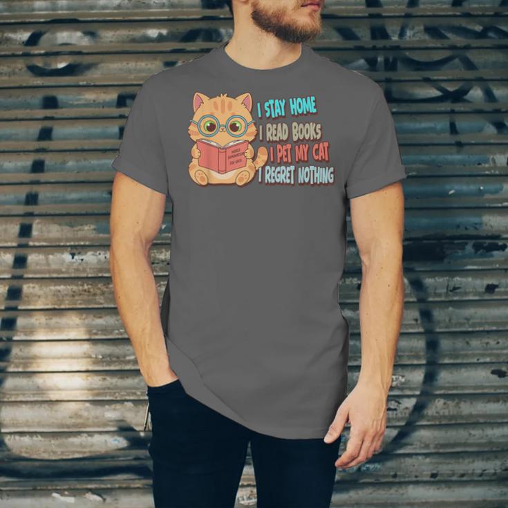 Stay Home Read Books Pet My Cat Regret Nothing Cats Book Unisex Jersey T-Shirt Stay Home Read Books Pet My Cat Regret Nothing Cats Book Unisex Jersey T-Shirt
