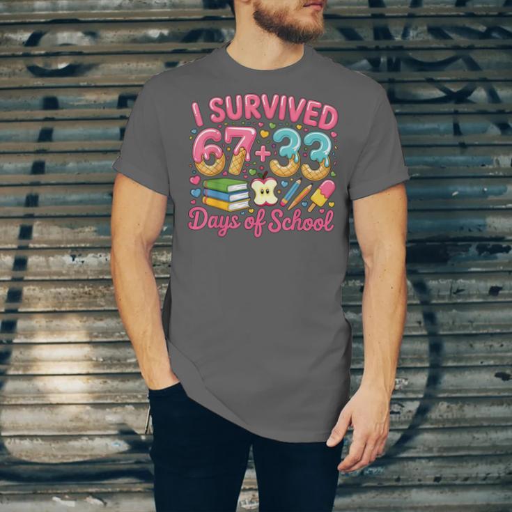 Survived 67 Days Of School Ice Cream Drip Apple Pencil Book Unisex Jersey T-Shirt