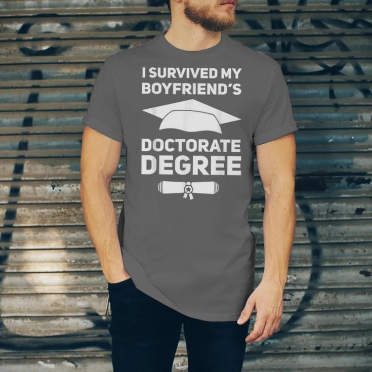 I Survived My Boyfriend's Doctorate Degree Graduation Unisex Jersey T-Shirt