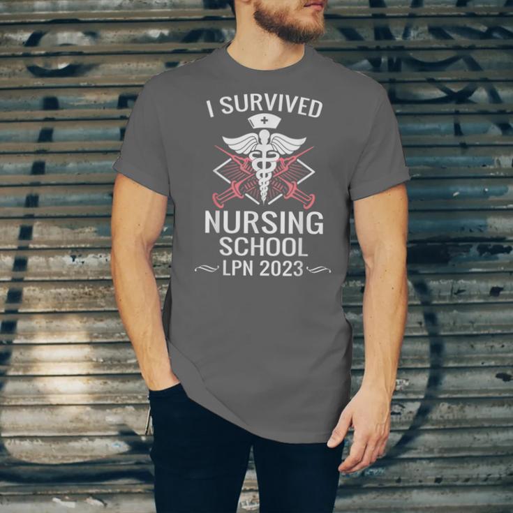 I Survived Nursing School LPN Class Of 2023 Nurse Graduation Unisex Jersey T-Shirt