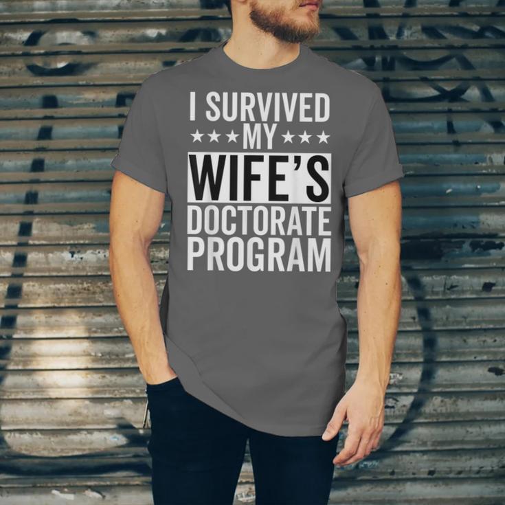 i Survived My Wife Doctorate Program PHD Wife Graduation Unisex Jersey T-Shirt