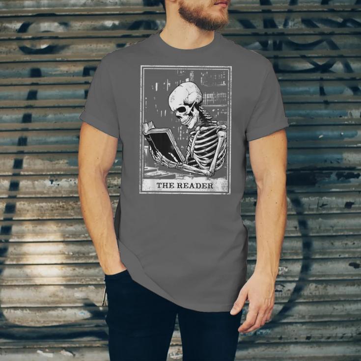 Tarot Card Shirt The Reader Tarot Skeleton Reading Book Unisex Jersey T-Shirt
