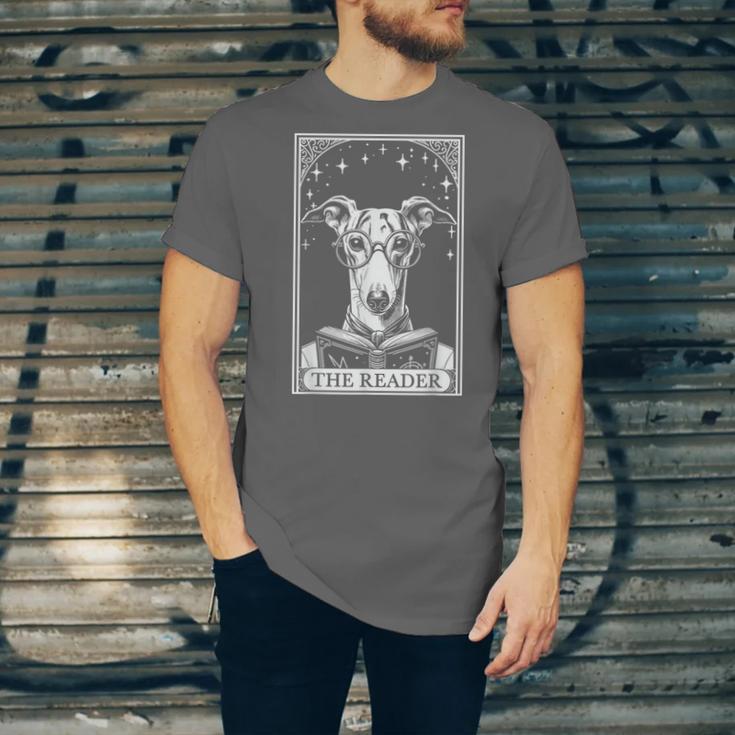 Tarot Card Vintage Whippet Dog Book Lover The Reader Unisex Jersey T-Shirt
