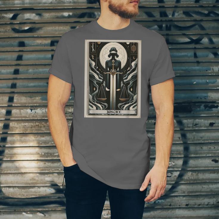 Tarot Cards Guide Book Esoteric Mysticism Clothing Tarot Card Justice Unisex Jersey T-Shirt