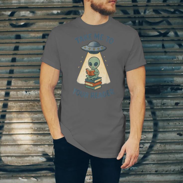 Teacher Alien Books UFO Reading Take Me To Your Reader Unisex Jersey T-Shirt