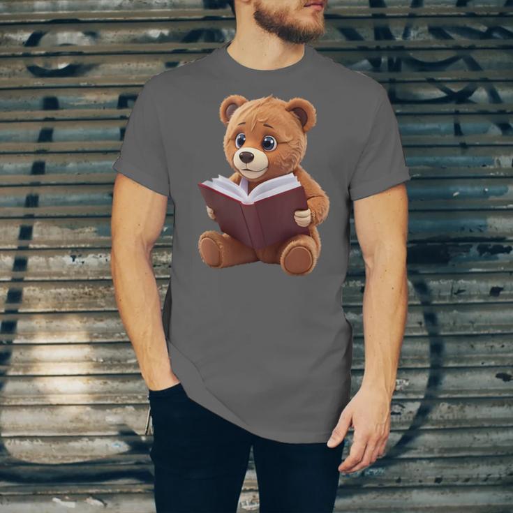 Teddy Bear Reading a Book Unisex Jersey T-Shirt