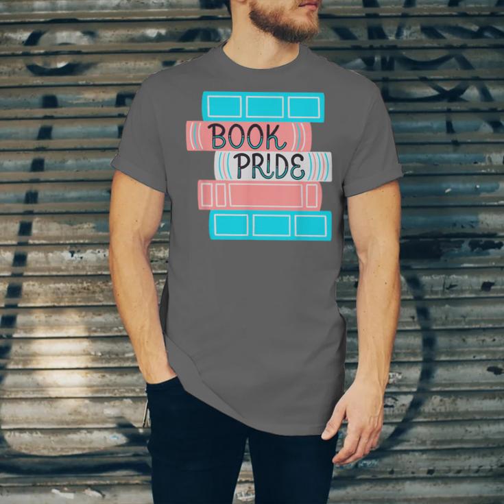 Threadless Grey Sky Chai Trans Book Pride Graphic Unisex Jersey T-Shirt