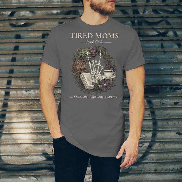 Tired Moms Book Club Dark Floral Coffee Skeleton Unisex Jersey T-Shirt