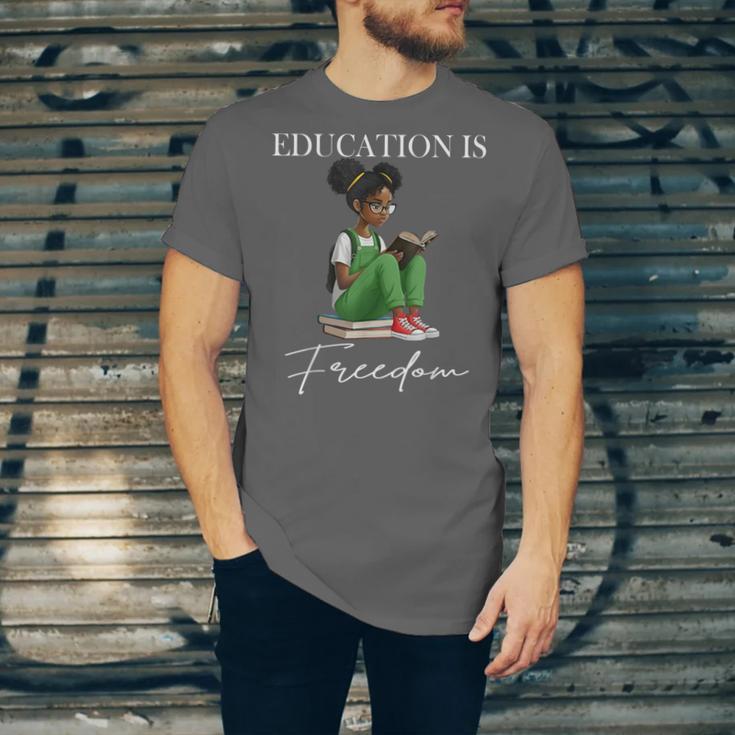 History Month Education Is Freedom Books Black Teacher Unisex Jersey T-Shirt