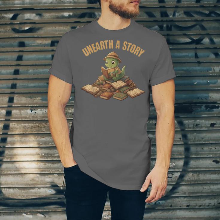 Unearth a Story Dinosaur Reading Books Summer 2026 Unisex Jersey T-Shirt Unearth a Story Dinosaur Reading Books Summer 2026 Unisex Jersey T-Shirt