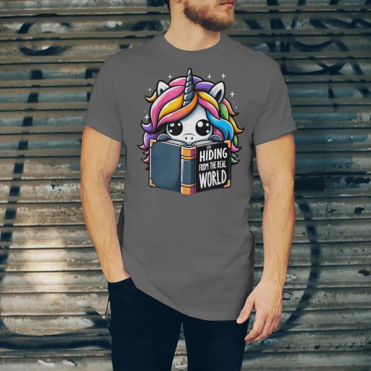Unicorn Reading Book Reader Introvert Book Lover Humor Unisex Jersey T-Shirt