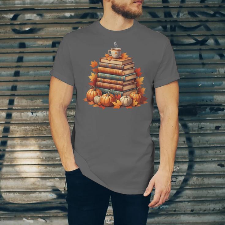 Vintage Autumn Books Pumpkin Coffee Book Lover Reading Unisex Jersey T-Shirt Vintage Autumn Books Pumpkin Coffee Book Lover Reading Unisex Jersey T-Shirt